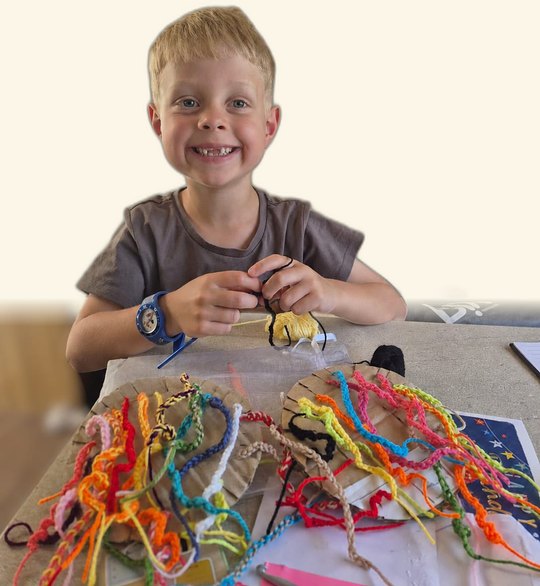 Wes making bracelets